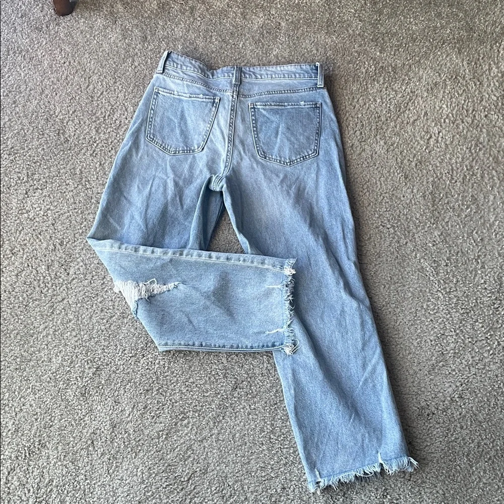 SO Women's Distressed Light Blue Straight Leg Jeans - Picture 6 of 7
